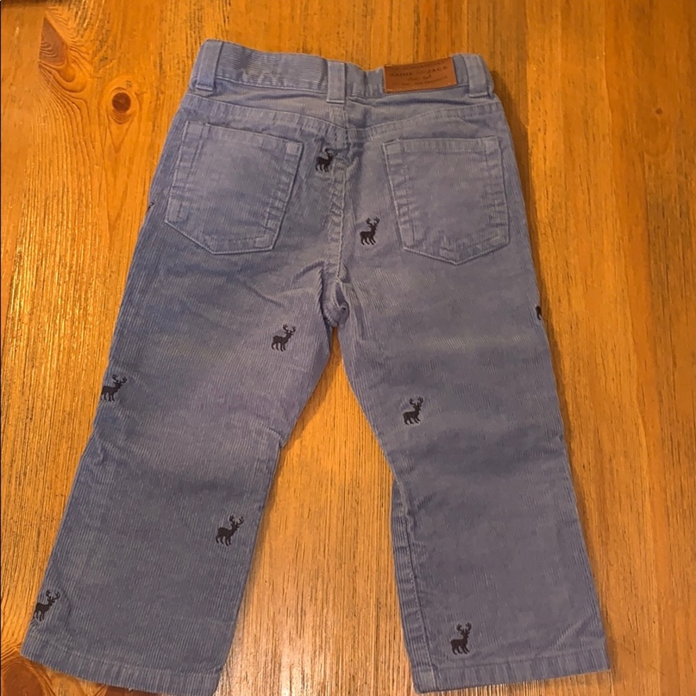2 Janie & Jack Corduroy pants 18-24 + 2T Reindeer Blue & Solid Gray - Picture 6 of 11